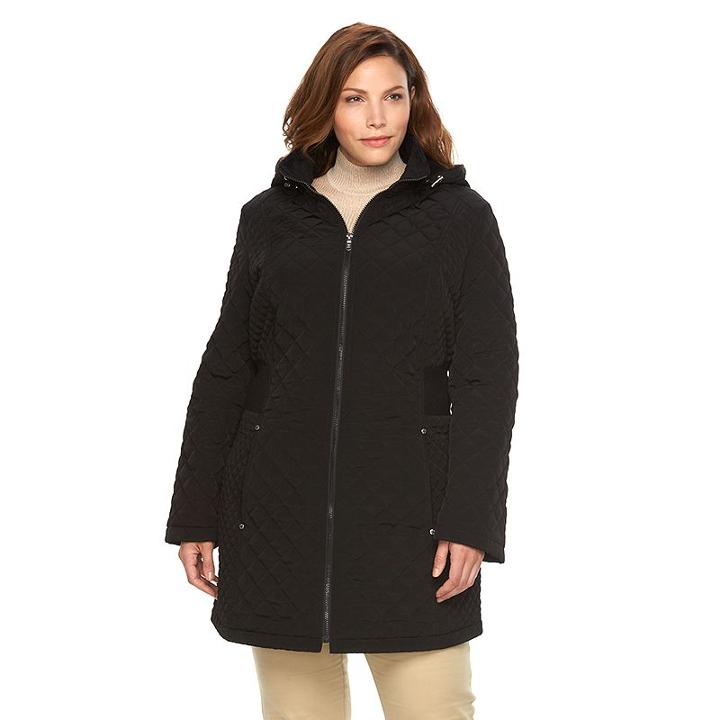 Plus Size Braetan Long Hooded Quilted Jacket, Women's, Size: 2xl, Black