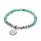 Wish Upon A Rock Tumbled Teal Jade Beaded Stretch Bracelet, Women's, Size: 7, Green