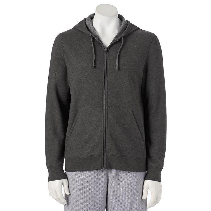 Men's Tek Gear&reg; Fleece Full-zip Hoodie, Size: Small, Dark Grey