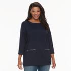 Plus Size Croft & Barrow&reg; Zippered-pocket Tunic, Women's, Size: 3xl, Blue