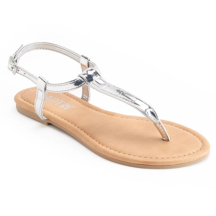 Apt. 9&reg; Women's Kiki Silhouette Thong Sandals, Size: Large, Silver