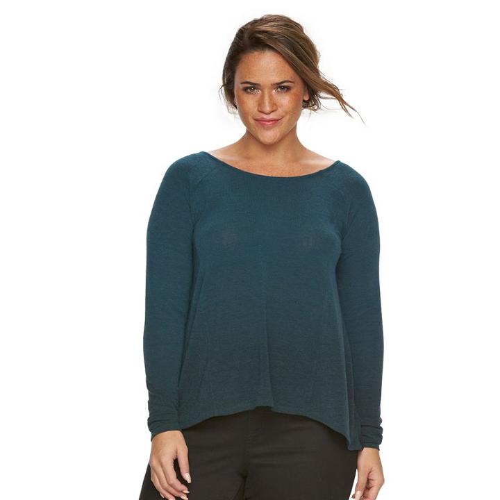 Plus Size Rock & Republic&reg; Crisscross-back Sweater, Women's, Size: 2xl, Dark Green