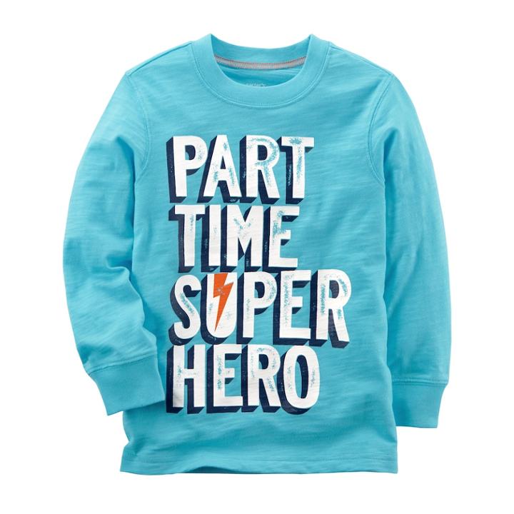 'boys 4-8 Carter's Part Time Super Hero Tee, Size: 7, Turquoise/blue (turq/aqua)