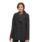 Women's Croft & Barrow&reg; Double-breasted Wool Blend Peacoat, Size: Small, Med Grey