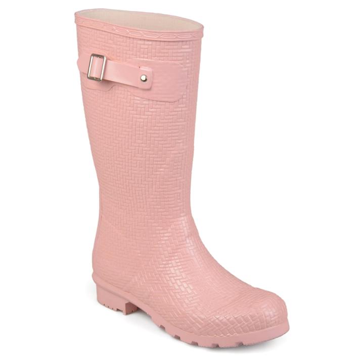 Journee Collection Drizl Women's Water Resistant Rain Boots, Size: Medium (7), Light Pink