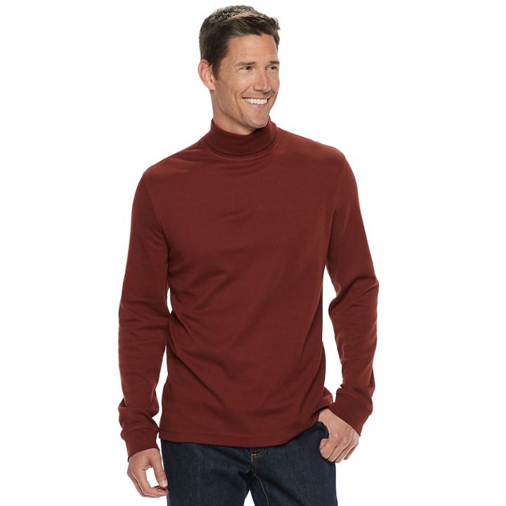 Men's Croft & Barrow&reg; Classic-fit Easy-care Interlock Turtleneck, Size: Small, Dark Red