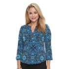Petite Dana Buchman Knit Henley Top, Women's, Size: Xl Petite, Blue