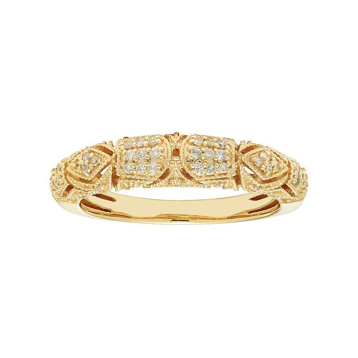 14k Gold 1/5 Carat T.w. Igl Certified Diamond Art Deco Wedding Ring, Women's, Size: 8, White