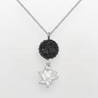 Logoart Pittsburgh Penguins Sterling Silver Crystal Ball Pendant, Women's, Size: 18, Black