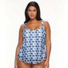 Plus Size Croft & Barrow&reg; Tummy Slimmer Tie-dye Crochet Tankini Top, Women's, Size: 22 W, Light Blue