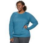 Plus Size Tek Gear&reg; Crewneck Thumb Hole Sweatshirt, Women's, Size: 1x Tall, Dark Blue