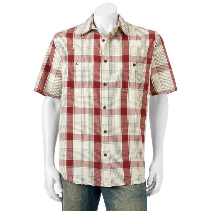 Men's Woolrich Tall Pine Classic-fit Plaid Ripstop Button-down Shirt, Size: Medium, Dark Red