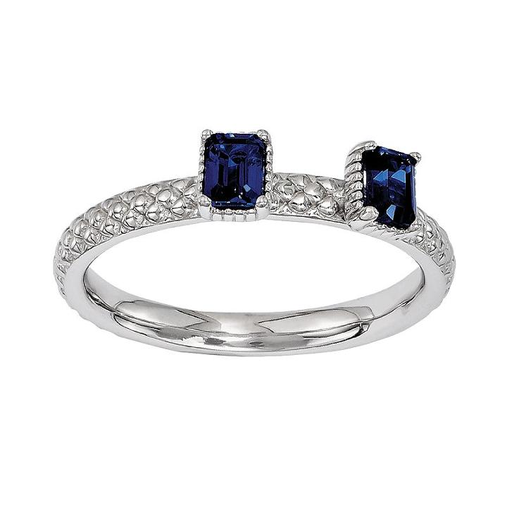Stacks And Stones Sterling Silver Lab-created Sapphire Beaded Stack Ring, Women's, Size: 9, Blue