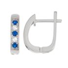 Sterling Silver Lab-created Blue & White Sapphire U-hoop Earrings, Women's