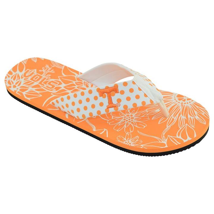 Women's College Edition Tennessee Volunteers Floral Polka-dot Flip-flops, Size: Medium, White
