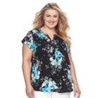 Plus Size Croft & Barrow&reg; Pleated Henley Top, Women's, Size: 1xl, Med Blue