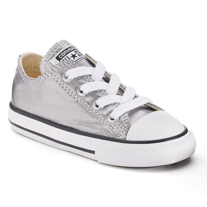 Converse, Toddler Chuck Taylor All Star Metallic Shoes, Kids Unisex, Size: 5 T, Med Grey