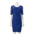 Women's 1 By 8 Glitter Lace Sheath Dress, Size: 6, Brt Blue