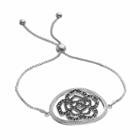 Brilliance Silver Plated Marcasite Flower Lariat Bracelet, Women's, Size: 7, Grey