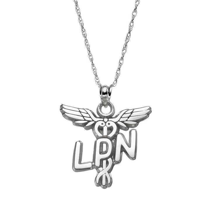 Logoart Sterling Silver Lpn Caduceus Nurse Pendant Necklace, Women's, Size: 18, Grey