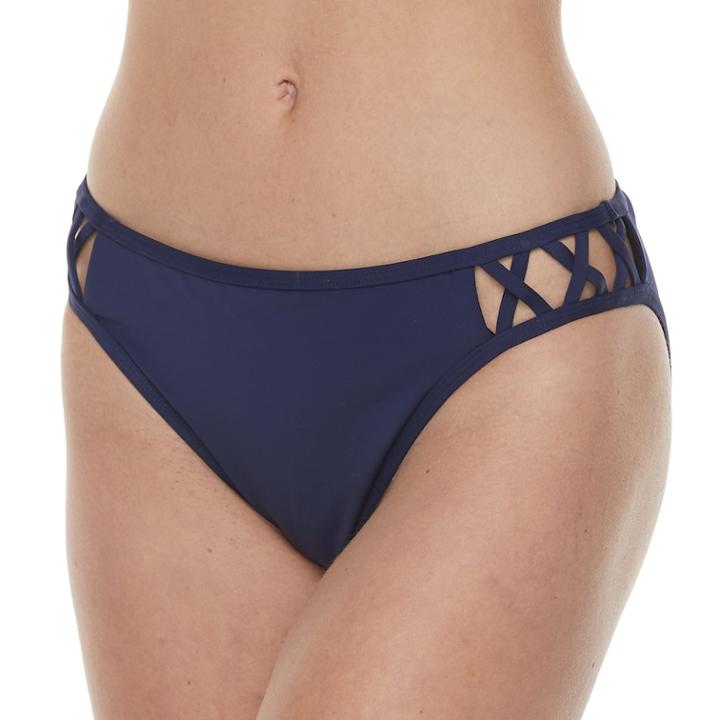 Women's Apt. 9&reg; Lattice Hipster Bikini Bottoms, Size: Medium, Blue (navy)