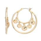 Dana Buchman Hammered Shaky Disc Nickel Free Double Hoop Earrings, Women's, Gold