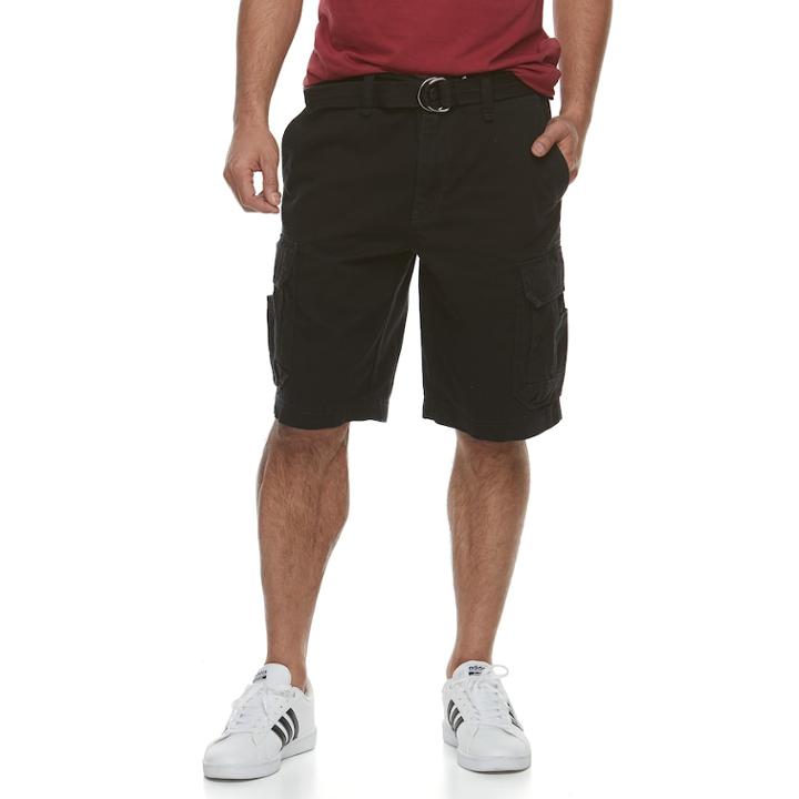 Men's Urban Pipeline&reg; Belted Twill Cargo Shorts, Size: 32, Black