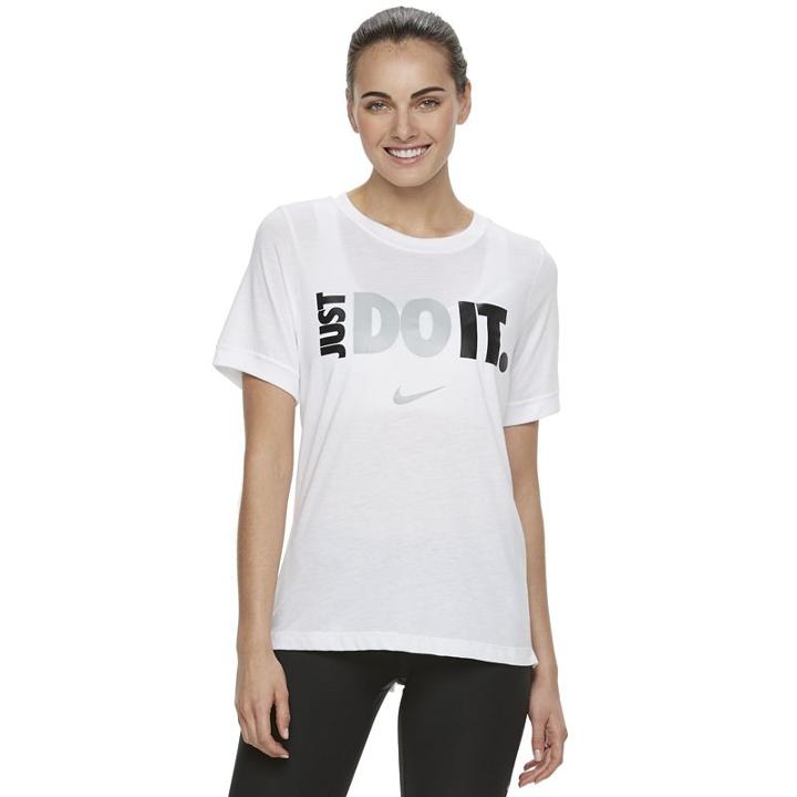 Women's Nike Just Do It Scoopneck Graphic Tee, Size: Large, White