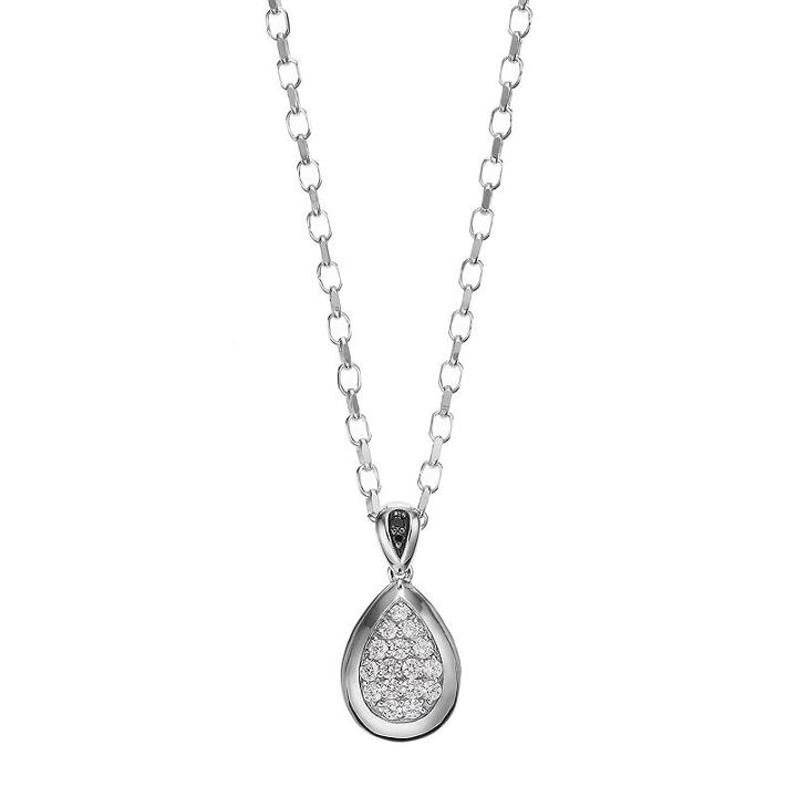Lotopia Black & White Cubic Zirconia Sterling Silver Teardrop Pendant Necklace, Women's, Size: 18