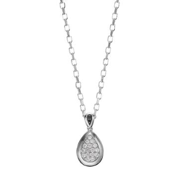 Lotopia Black & White Cubic Zirconia Sterling Silver Teardrop Pendant Necklace, Women's, Size: 18