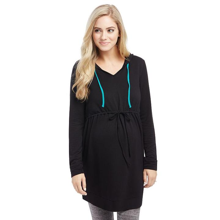 Maternity Oh Baby By Motherhood&trade; French Terry Hoodie, Women's, Size: Large, Black