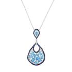 Sterling Silver Cubic Zirconia Teardrop Pendant Necklace, Women's, Size: 18, Blue