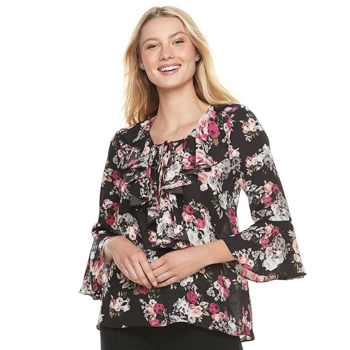 Juniors' My Michelle Ruffle Bell Sleeve Top, Girl's, Size: Xs, Pink Other