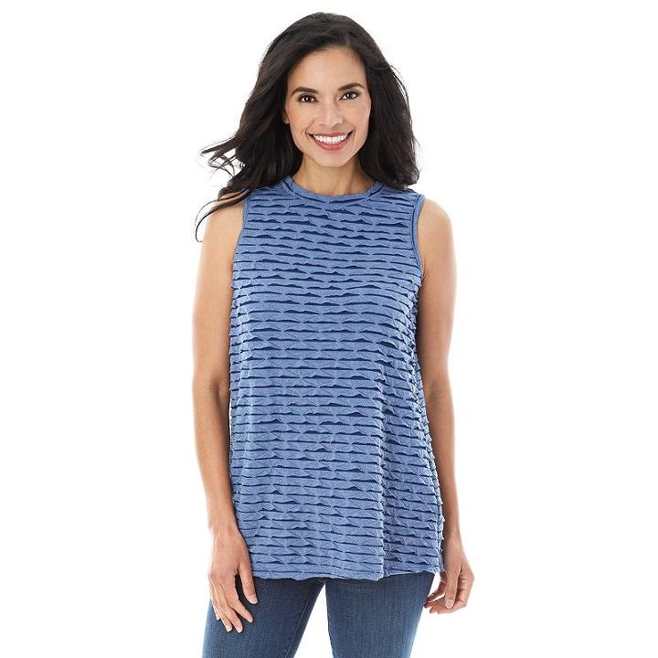 Women's Ab Studio Shutter Stripe Tank, Size: Medium, Blue (navy)