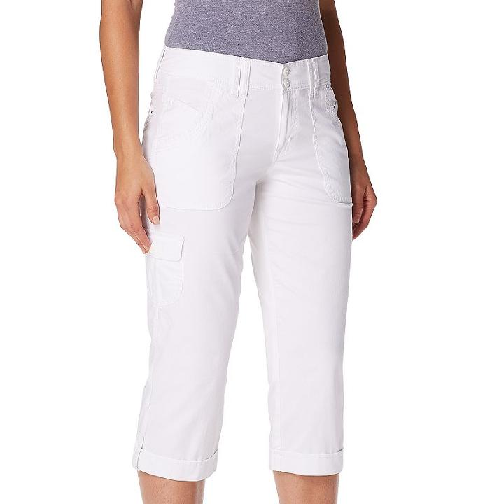Women's Gloria Vanderbilt Mae Cargo Capris, Size: 12, White