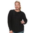 Juniors' Plus Size So&reg; Shirttail Cable-knit Sweater, Teens, Size: 2xl, Oxford