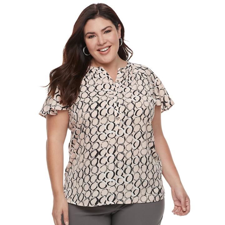 Plus Size Apt. 9&reg; Flutter Georgette Top, Women's, Size: 3xl, Light Pink