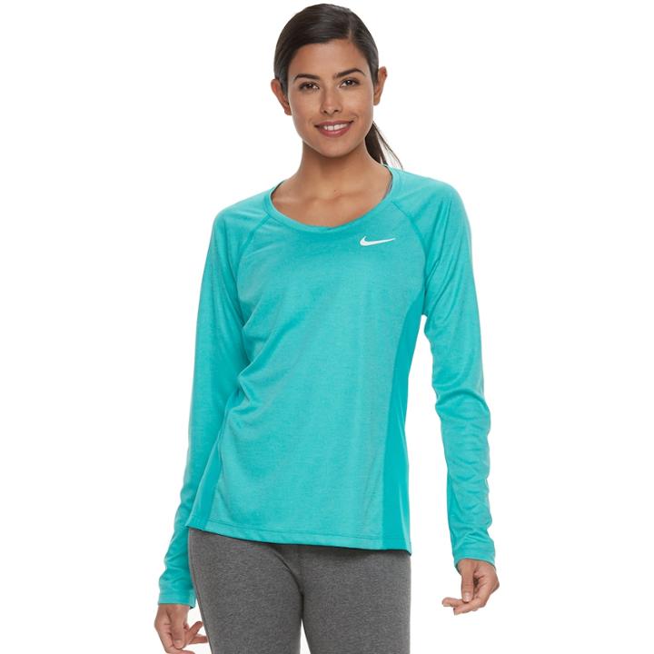 Women's Nike Dry Miler Long Sleeve Running Top, Size: Xl, Med Green