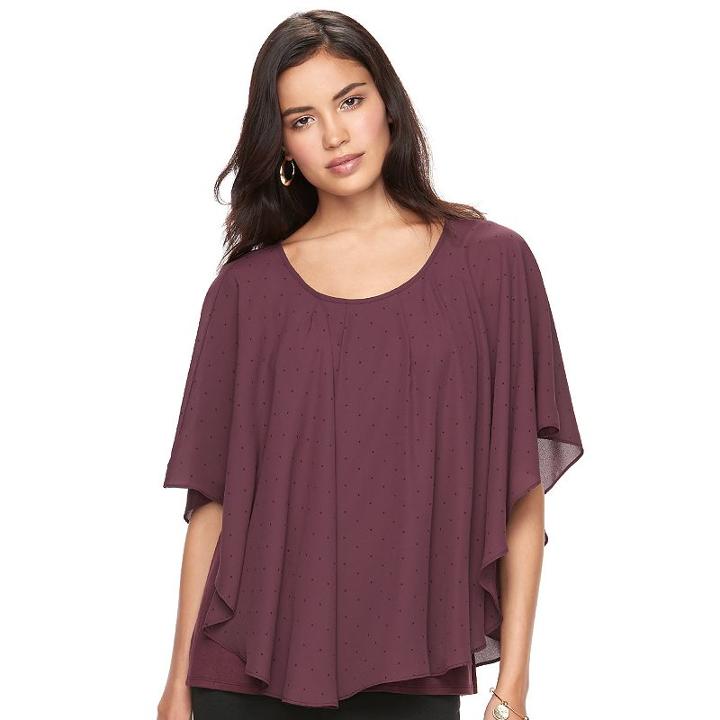 Women's Elle&trade; Print Popover Top, Size: Medium, Med Purple