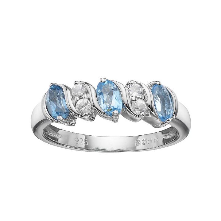 Sterling Silver Blue & White Topaz Ring, Women's, Size: 5