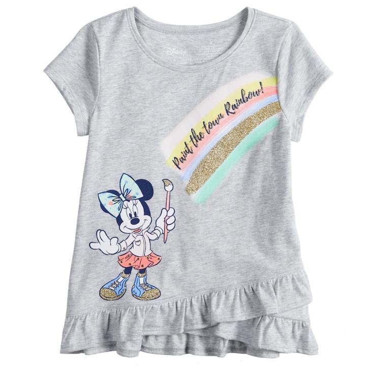 Disney's Minnie Mouse Girls 4-7 Paint The Town Rainbow Tee By Jumping Beans&reg;, Size: 6, Light Grey