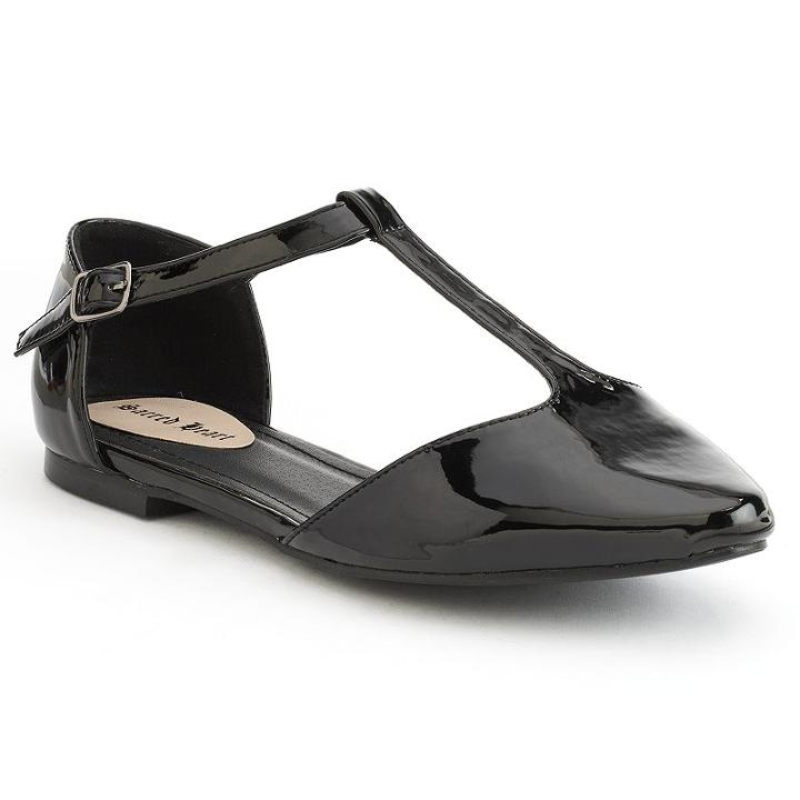 Sacred Heart Awestruck Women's Wide-width T-strap Flats, Girl's, Size: 12 Wide, Black
