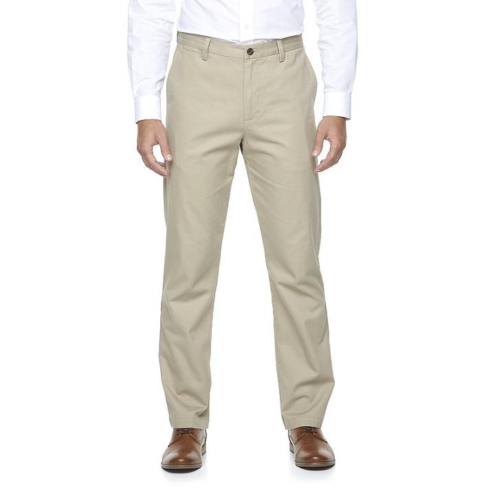 Men's Croft & Barrow&reg; Classic-fit Essential Khaki Flat-front Pants, Size: 38x29, Med Beige