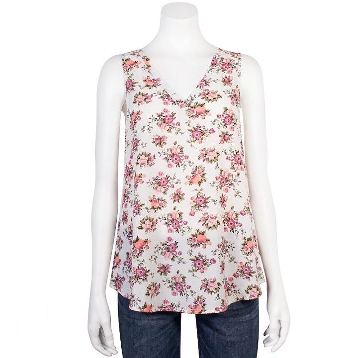 Juniors' Grayson Threads Print Lace-back Tank, Teens, Size: Small, White Oth