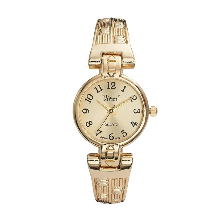 Vivani Women's Basket Weave Bangle Watch, Size: Small, Yellow