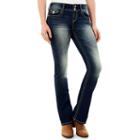 Juniors' Wallflower Curvy Faded Bootcut Jeans, Teens, Size: 7, Dark Blue