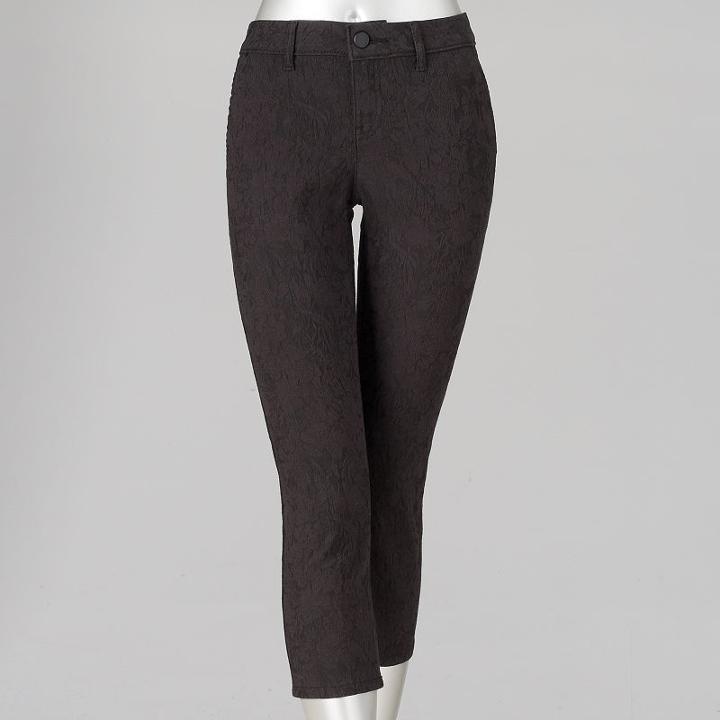 Women's Simply Vera Vera Wang Jacquard Capris, Size: 2, Black