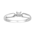 Sterling Silver 1/10-ct. T.w. Round-cut Diamond Solitaire Ring, Women's, Size: 5, White