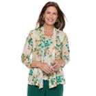 Petite Alfred Dunner Floral Mock-layer Top, Women's, Size: M Petite, Green Floral