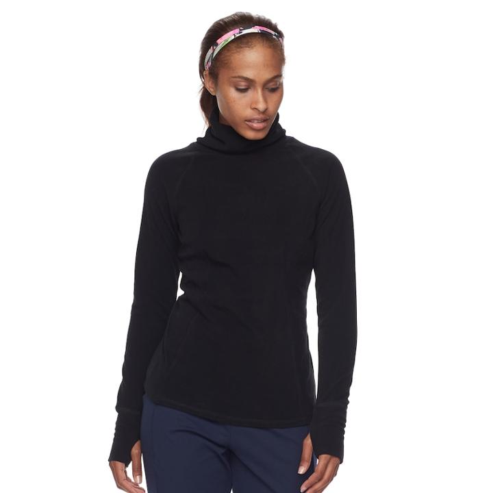 Women's Tek Gear Microfleece Turtleneck, Size: Small, Black